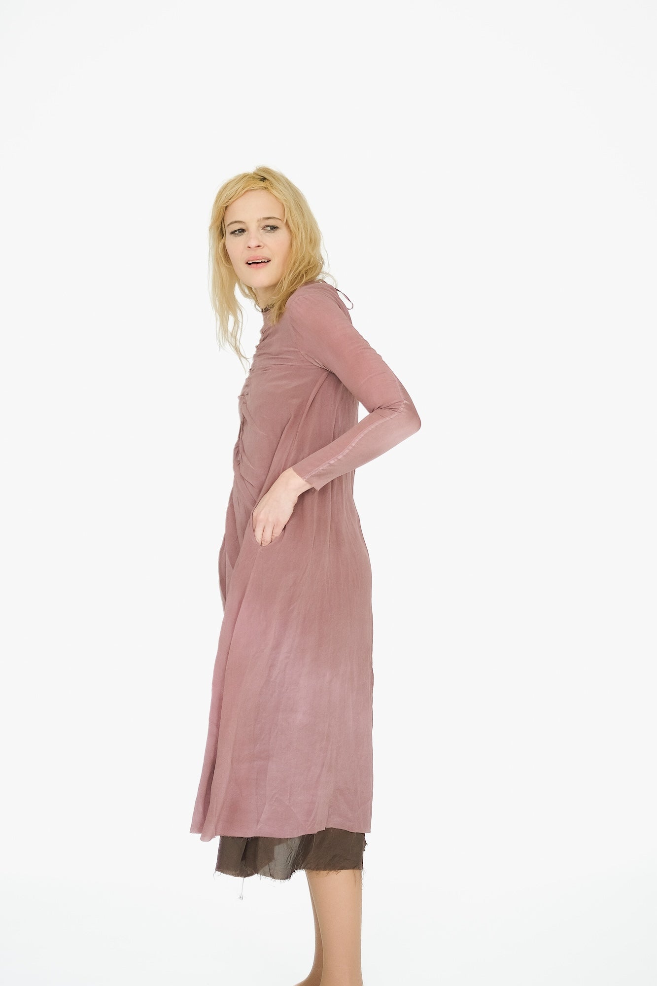 Double Ruched Dress, Antique Mauve