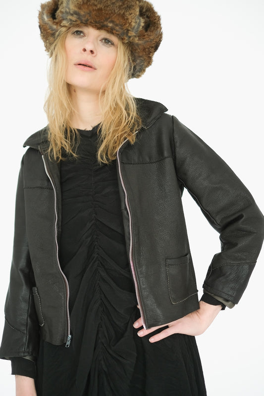 Little Leather Jacket,  Chocolate Brown