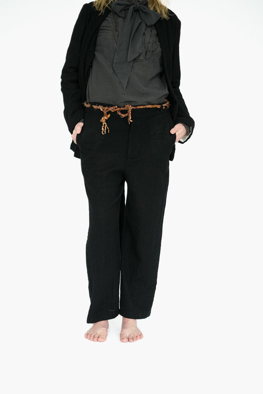Japanese Ghost Wool Trousers,  Black