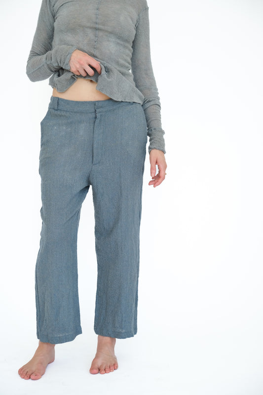 Japanese Ghost Wool Trousers,  Blue Melange