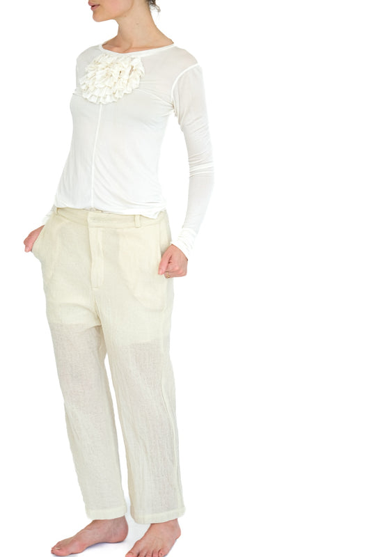 Japanese Ghost Wool Trousers,  Ivory