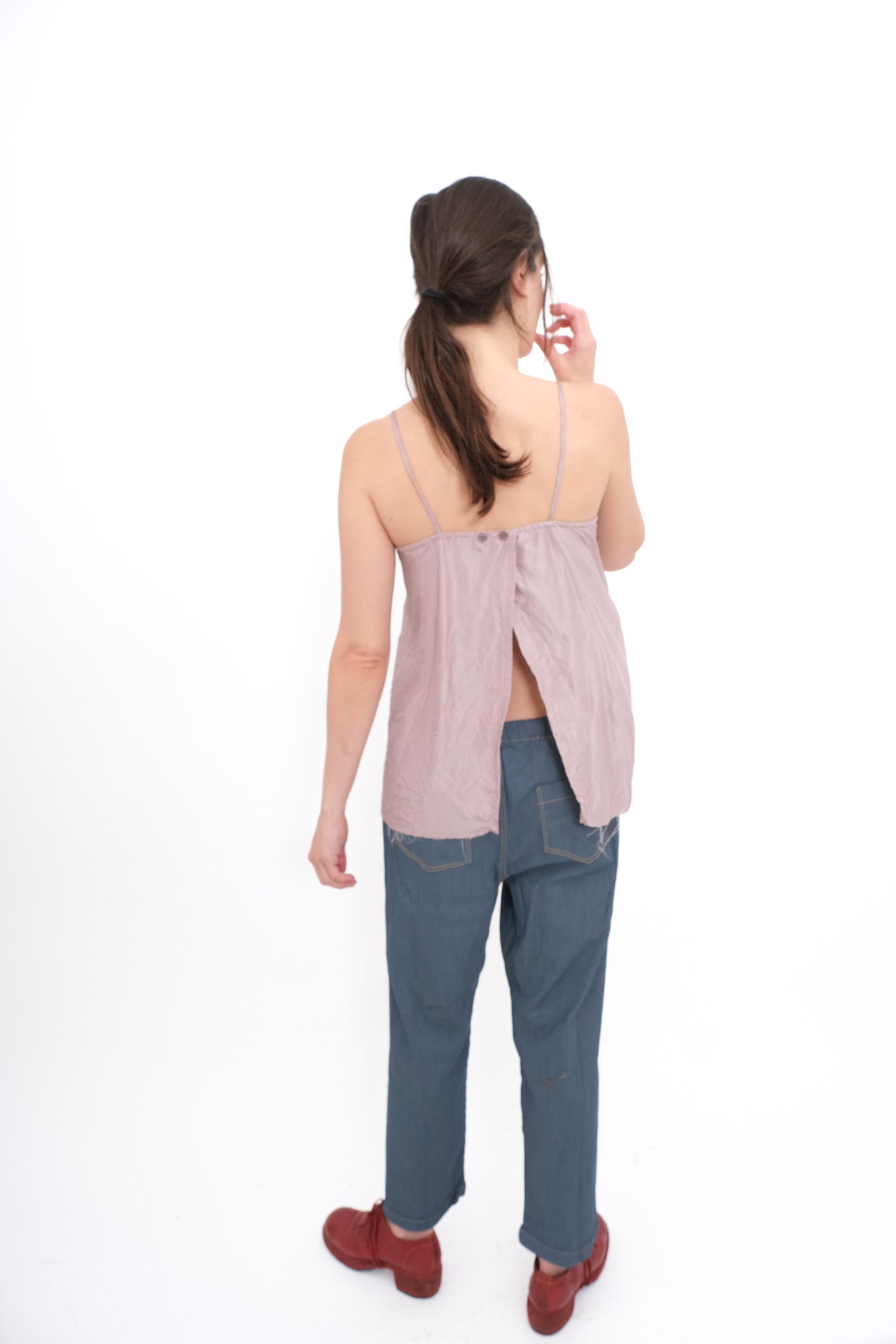 Ruched Apron Cami- Sour Cherry