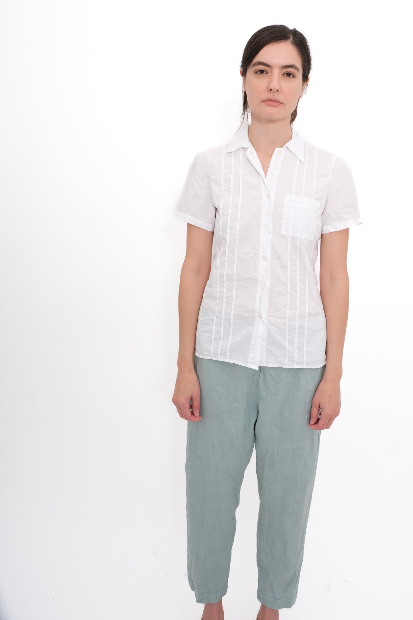Cotton Pintuck Blouse - White