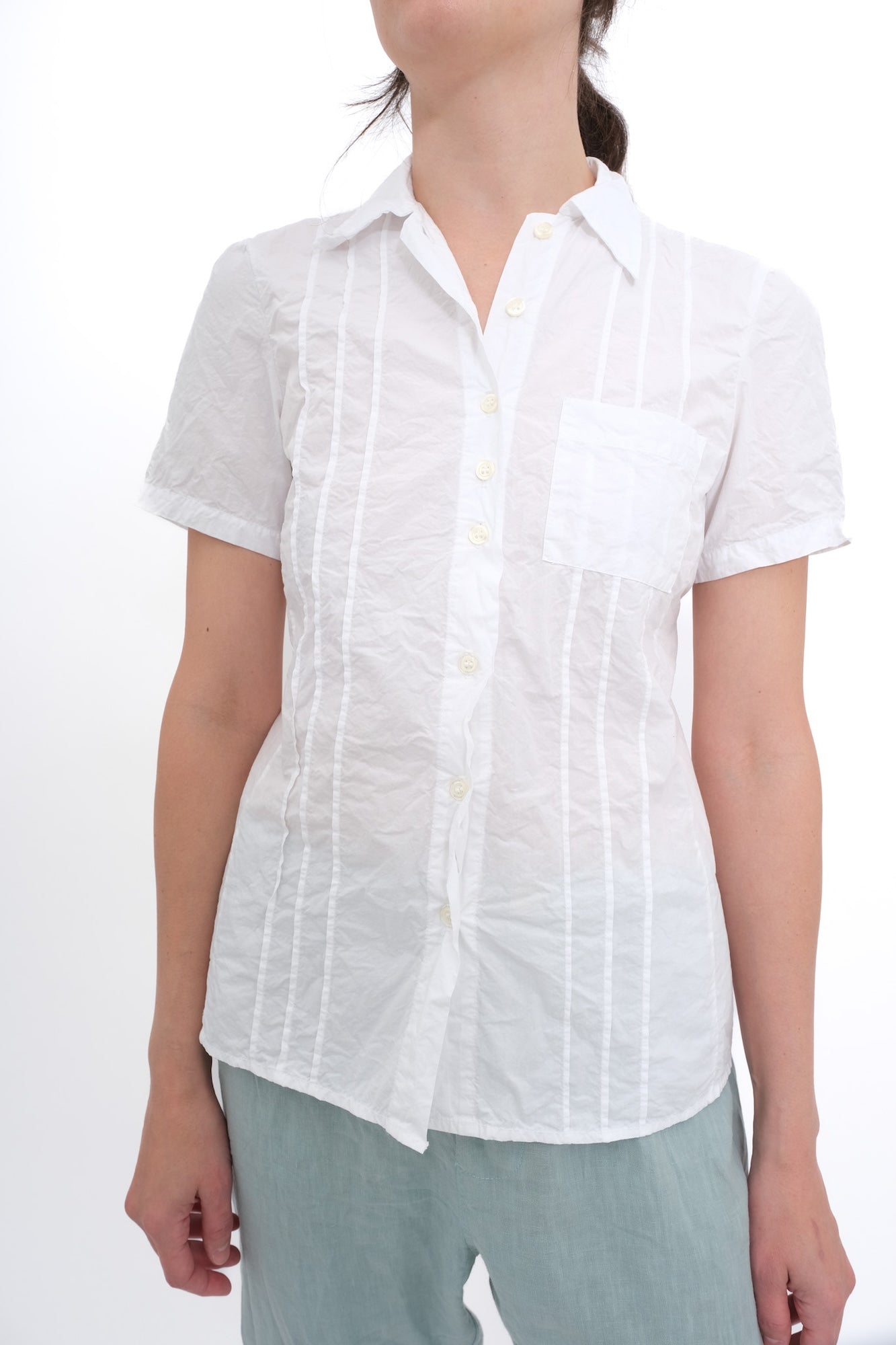 Cotton Pintuck Blouse - White