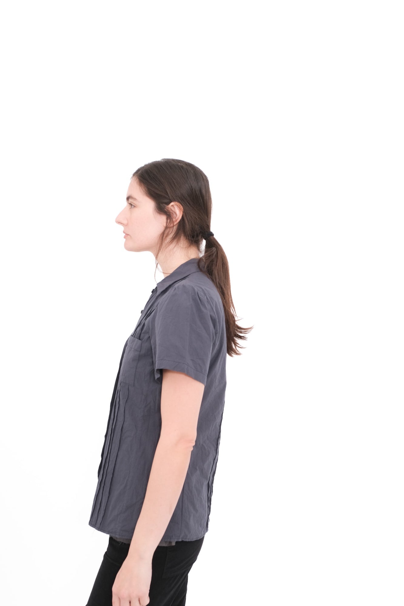 Cotton Pintuck Blouse - Faded Black