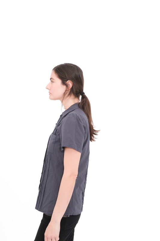 Cotton Pintuck Blouse - Faded Black