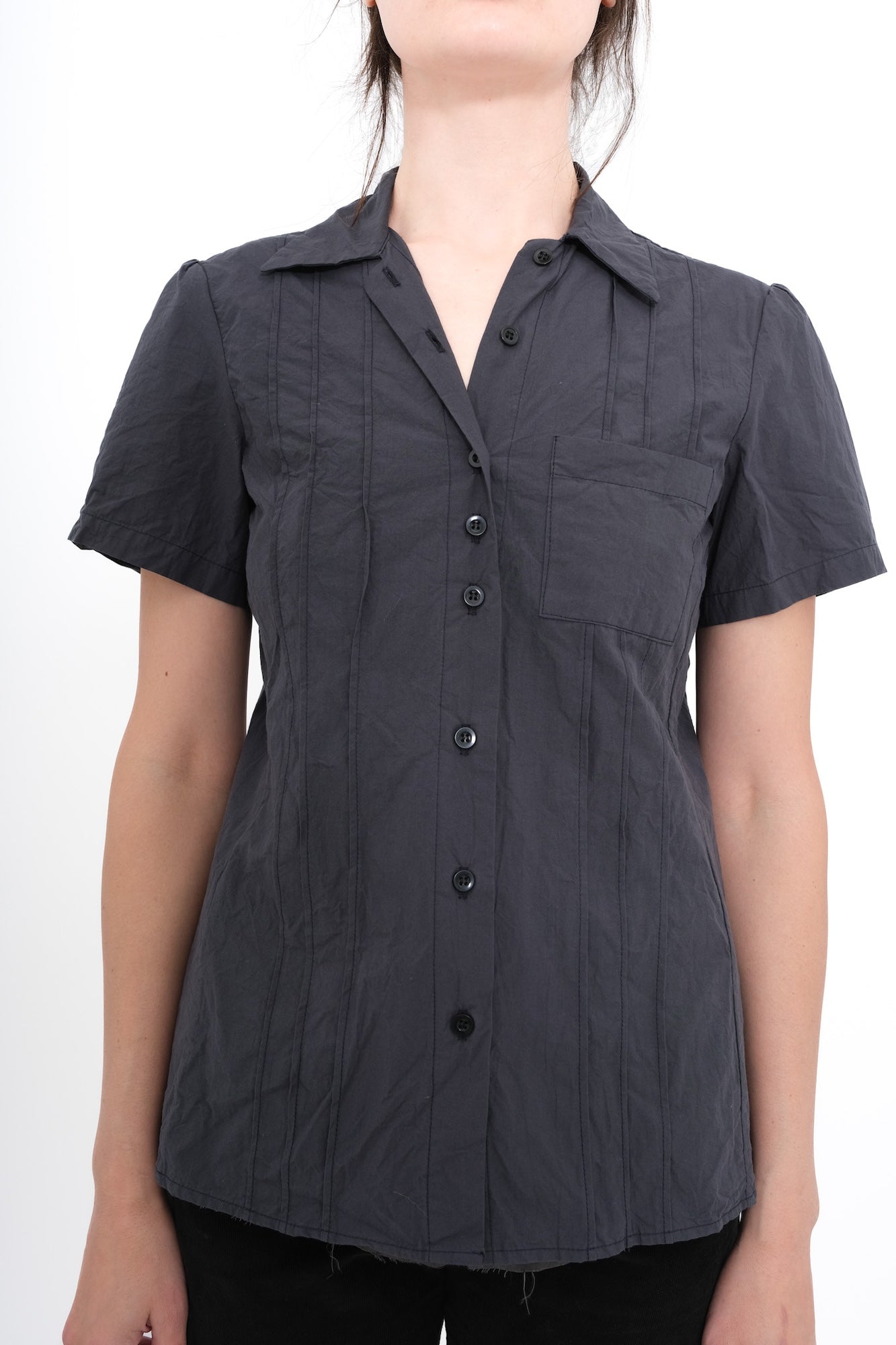 Cotton Pintuck Blouse - Faded Black