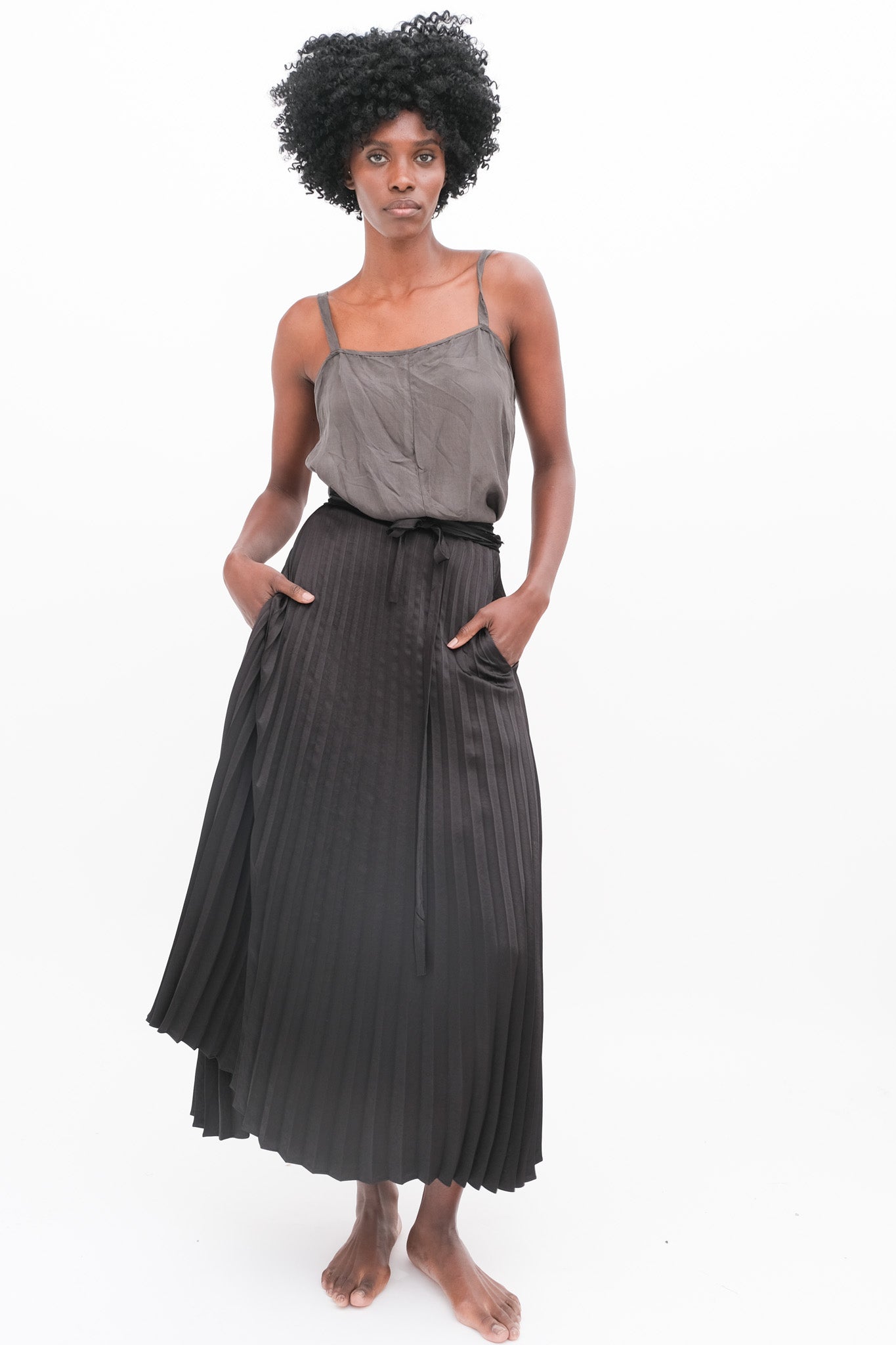 Pleated Wrap Skirt - Black