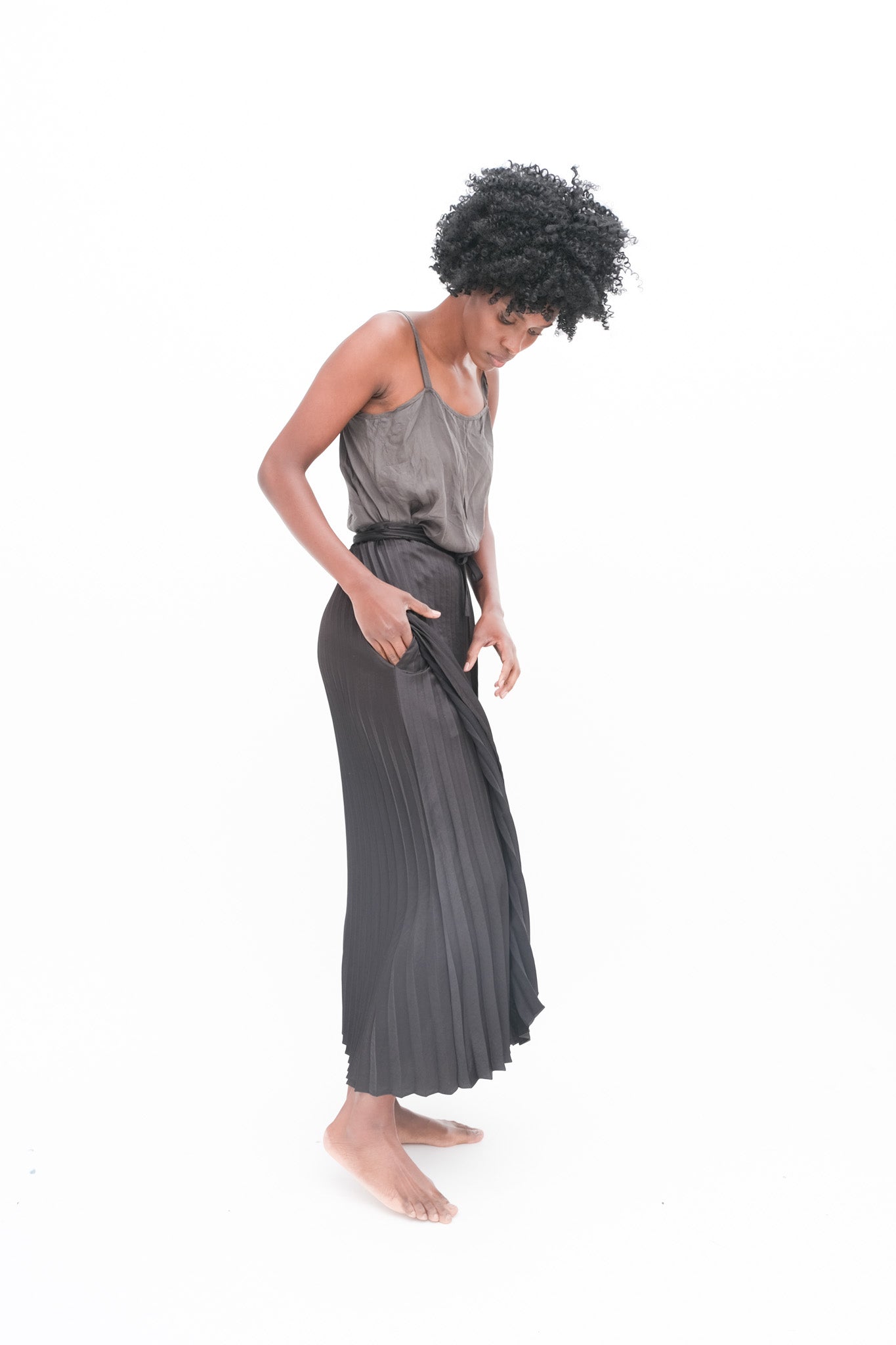 Pleated Wrap Skirt - Black