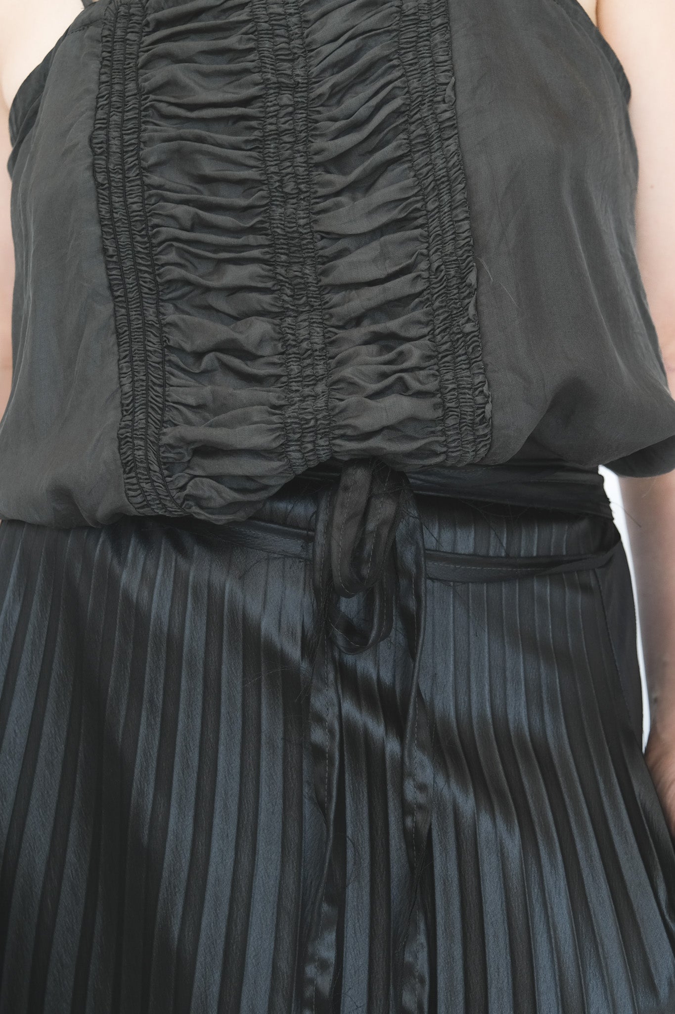 Pleated Wrap Skirt - Black