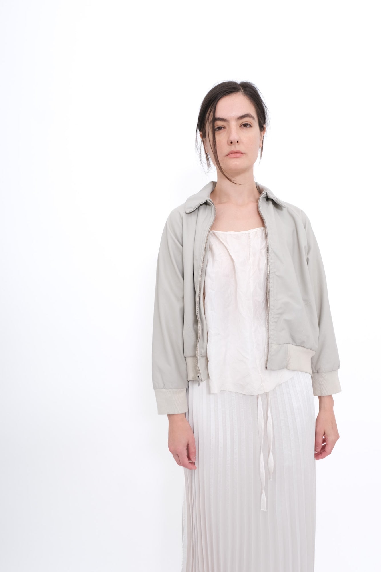Little Leather Bomber- Bone