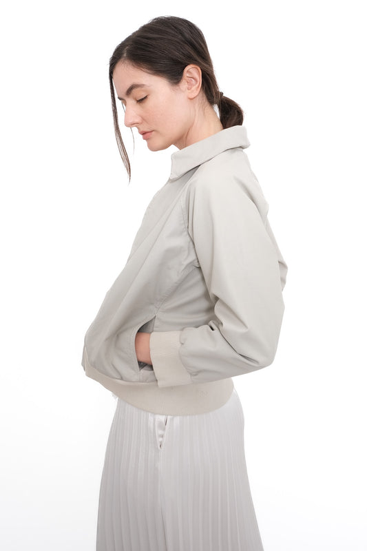 Little Leather Bomber- Bone