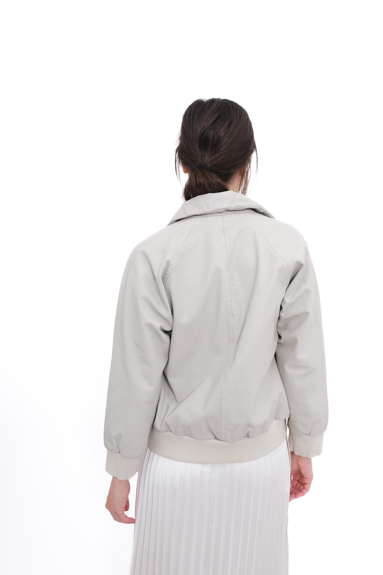 Little Leather Bomber- Bone