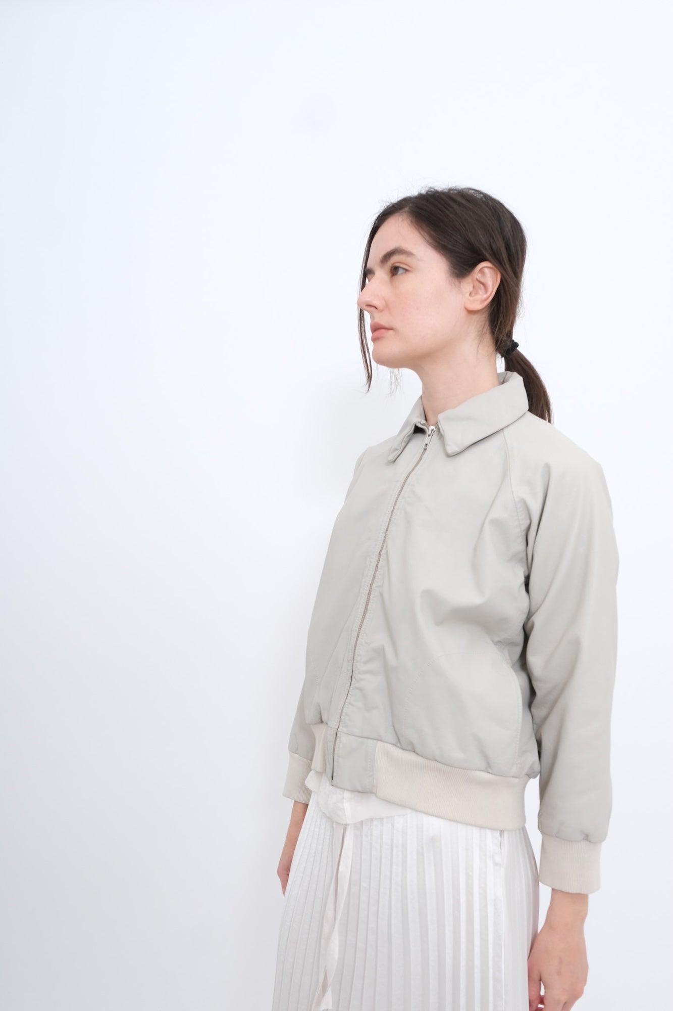 Little Leather Bomber- Bone