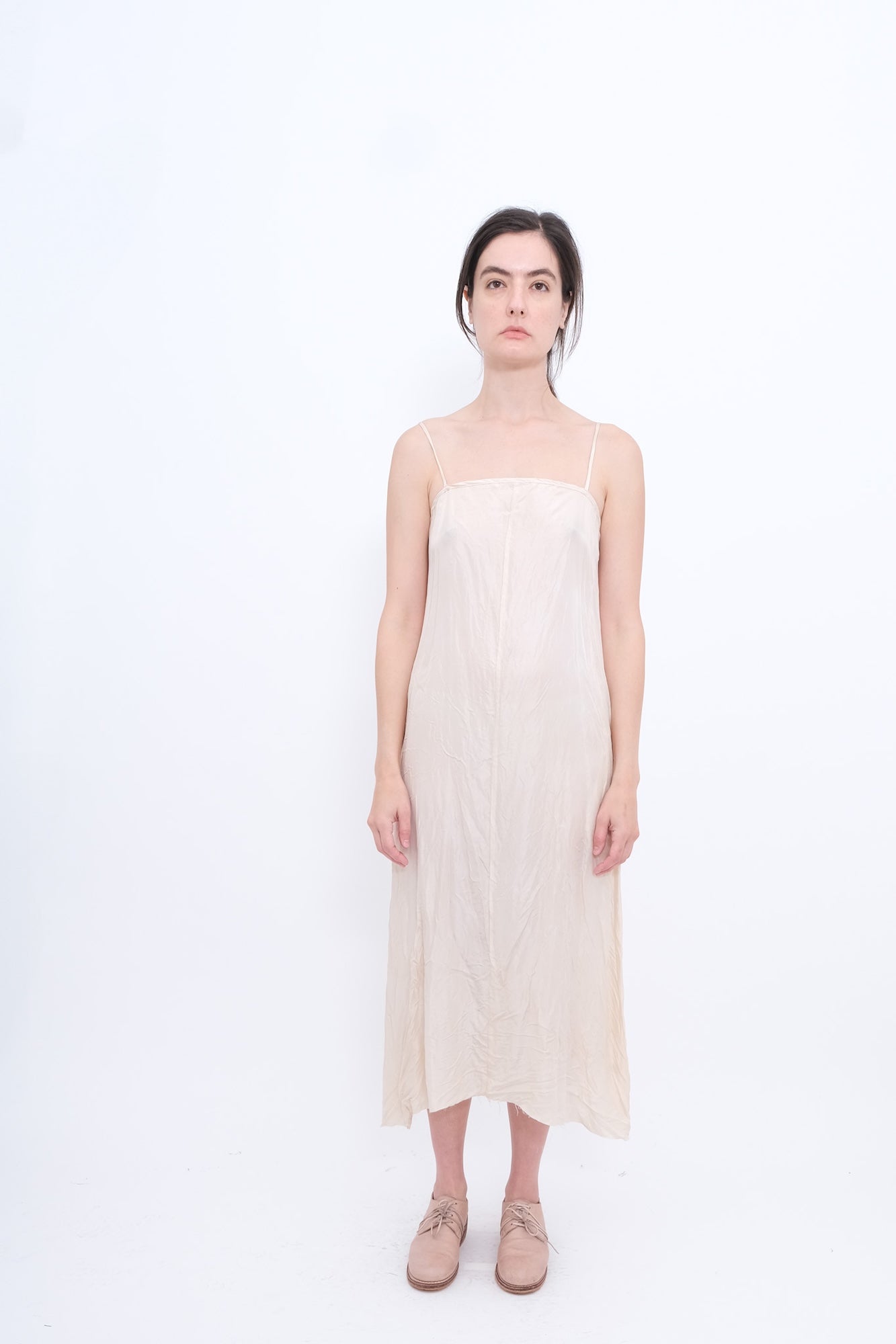 Slip Dress with Gauze Apron - Tea