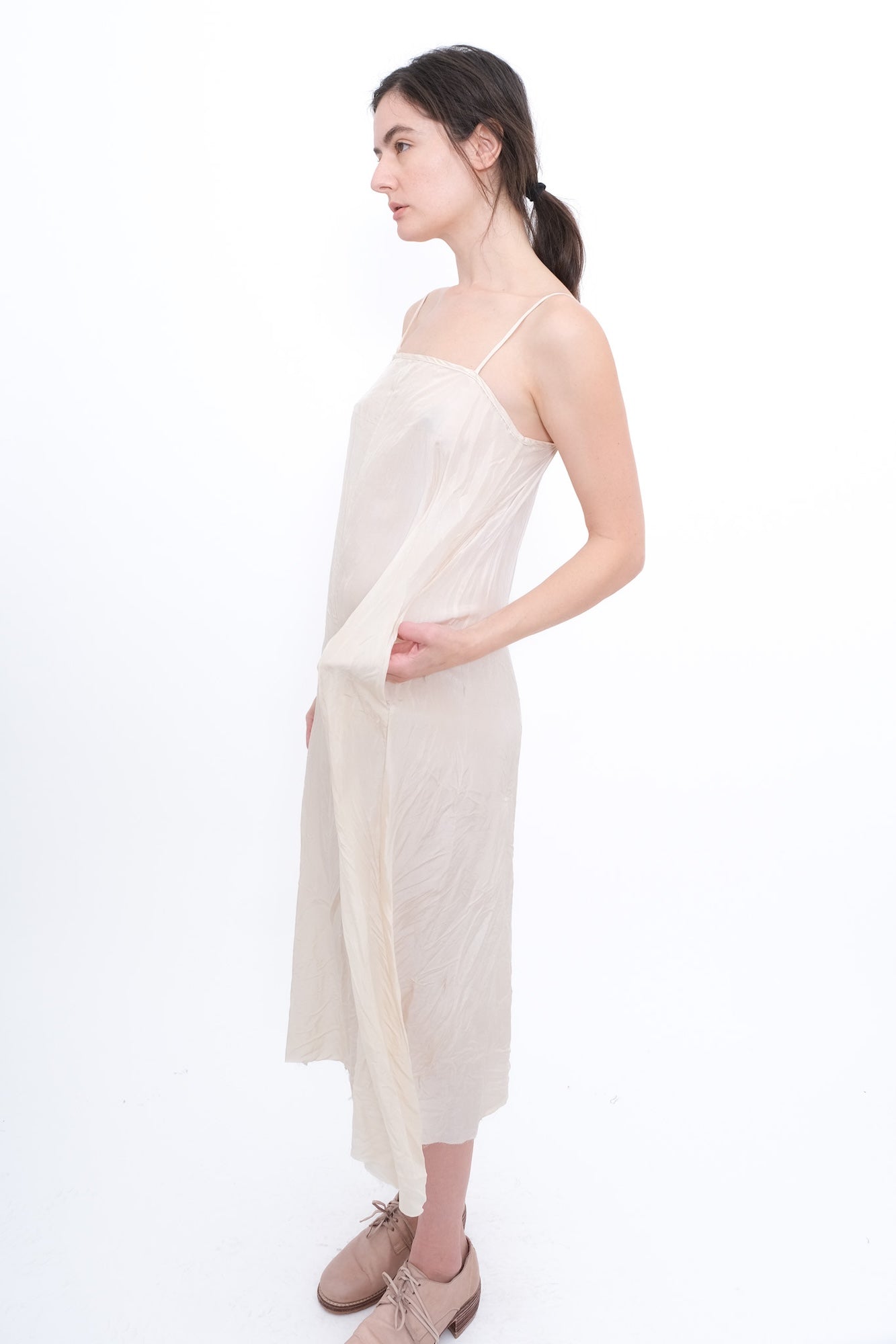 Slip Dress with Gauze Apron - Tea