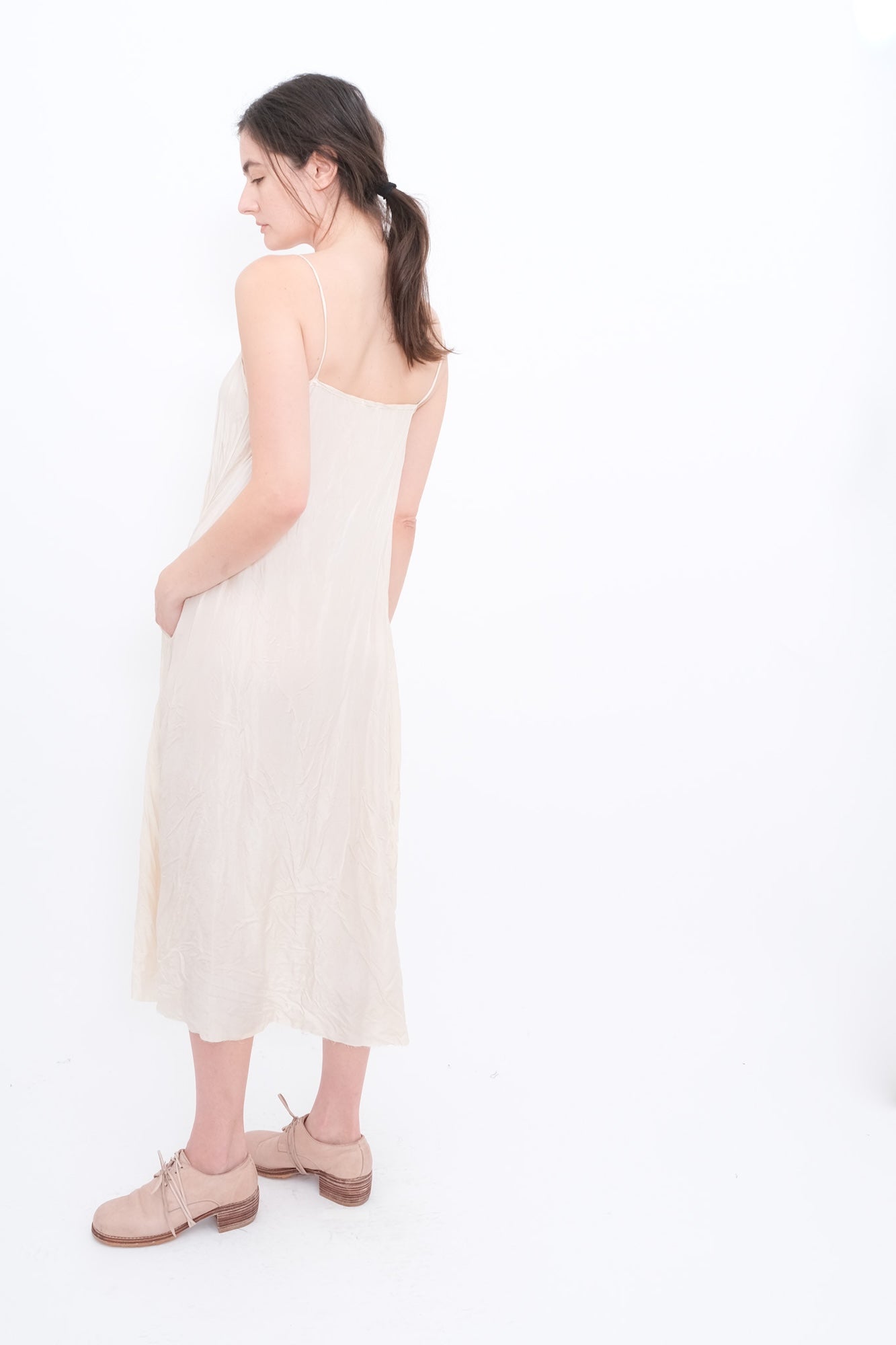 Slip Dress with Gauze Apron - Tea