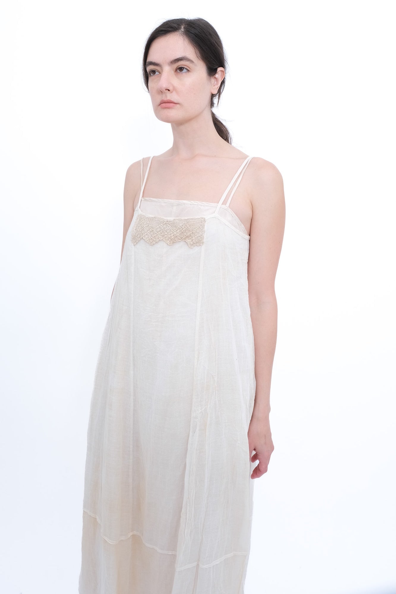 Slip Dress with Gauze Apron - Tea