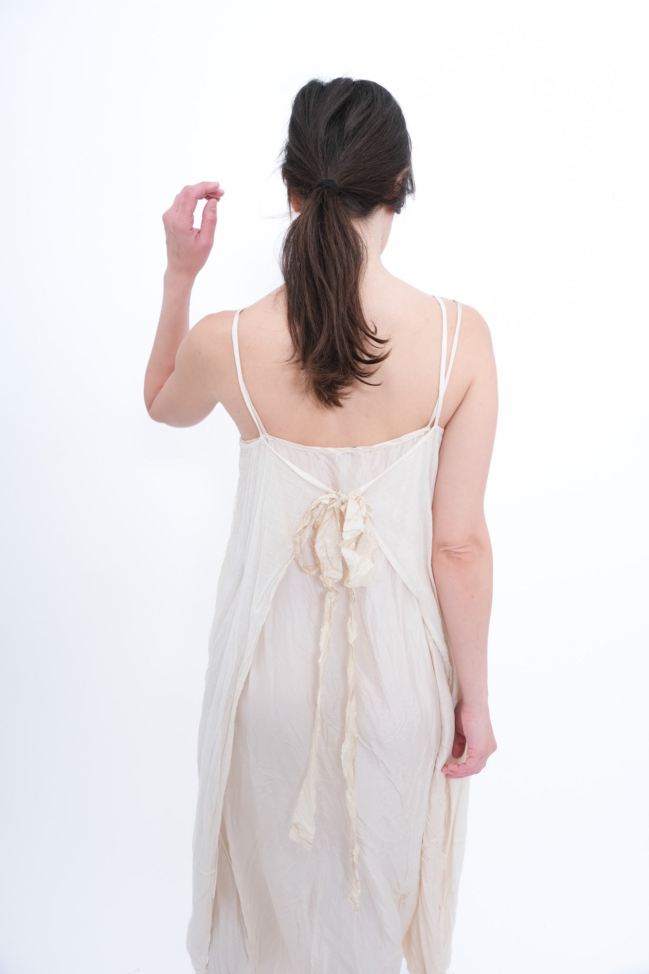 Slip Dress with Gauze Apron - Tea