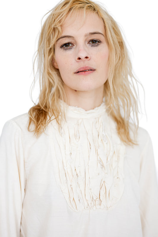 Tattered Yolk Blouse,  Ivory
