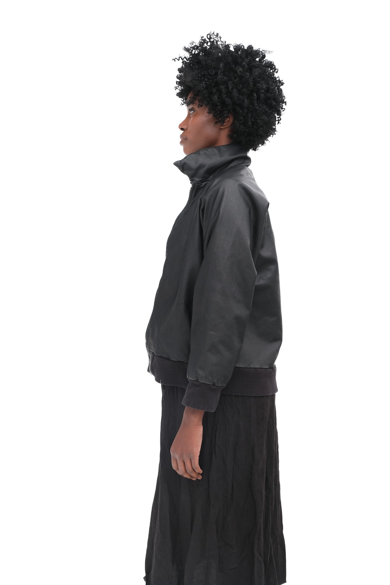 Little Leather Bomber- Black