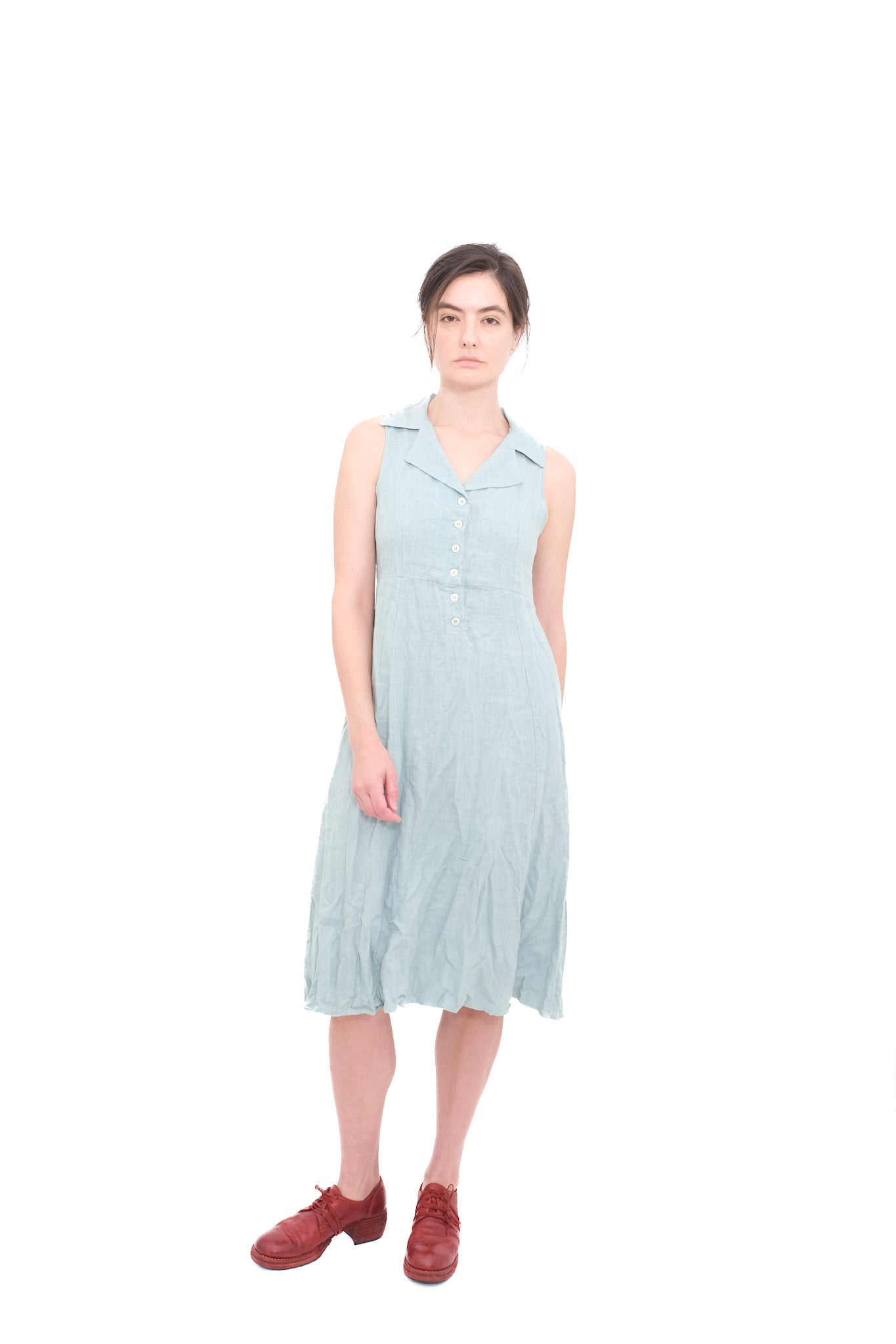 Linen Farm Dress- Sea