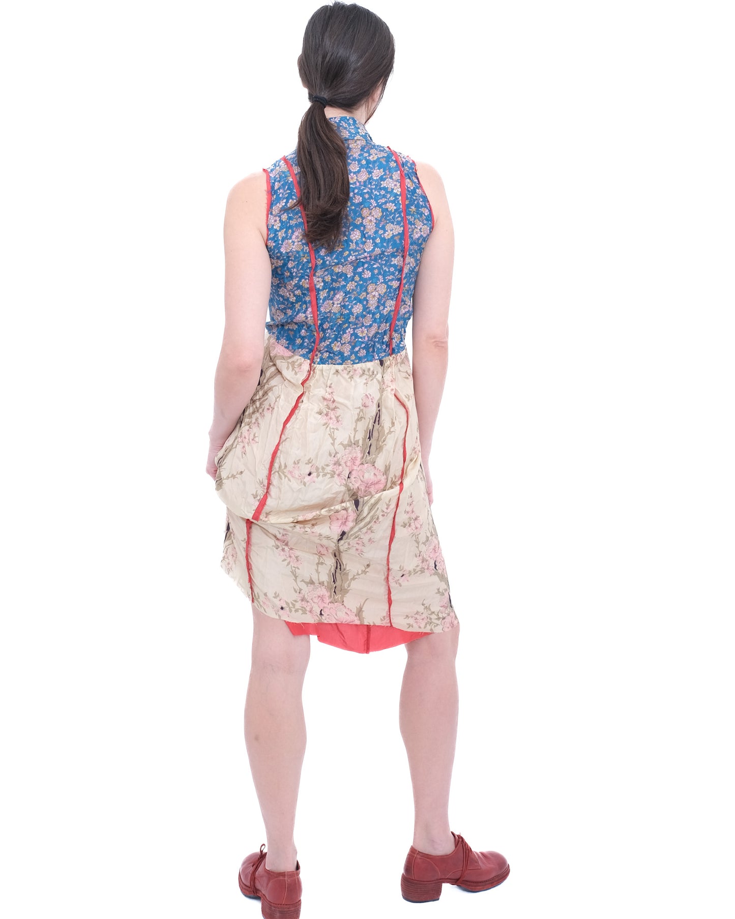 Sleeveless Dress in Multi Print Silk