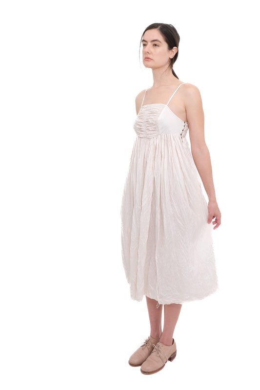 Silk Ruched Ballerina Dress- Champagne