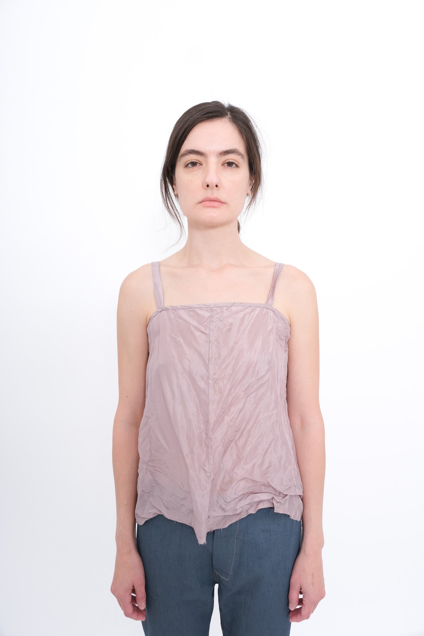 Blouse with Ruffle Yoke and Under Cami - Blue Floral