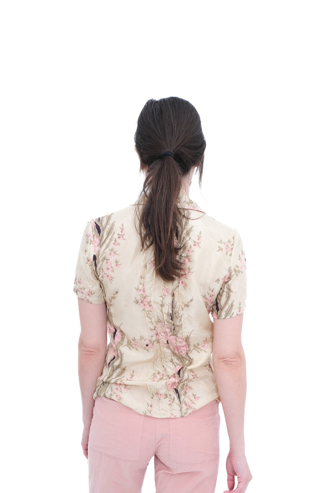 Silk Pintuck Blouse - Grass Print