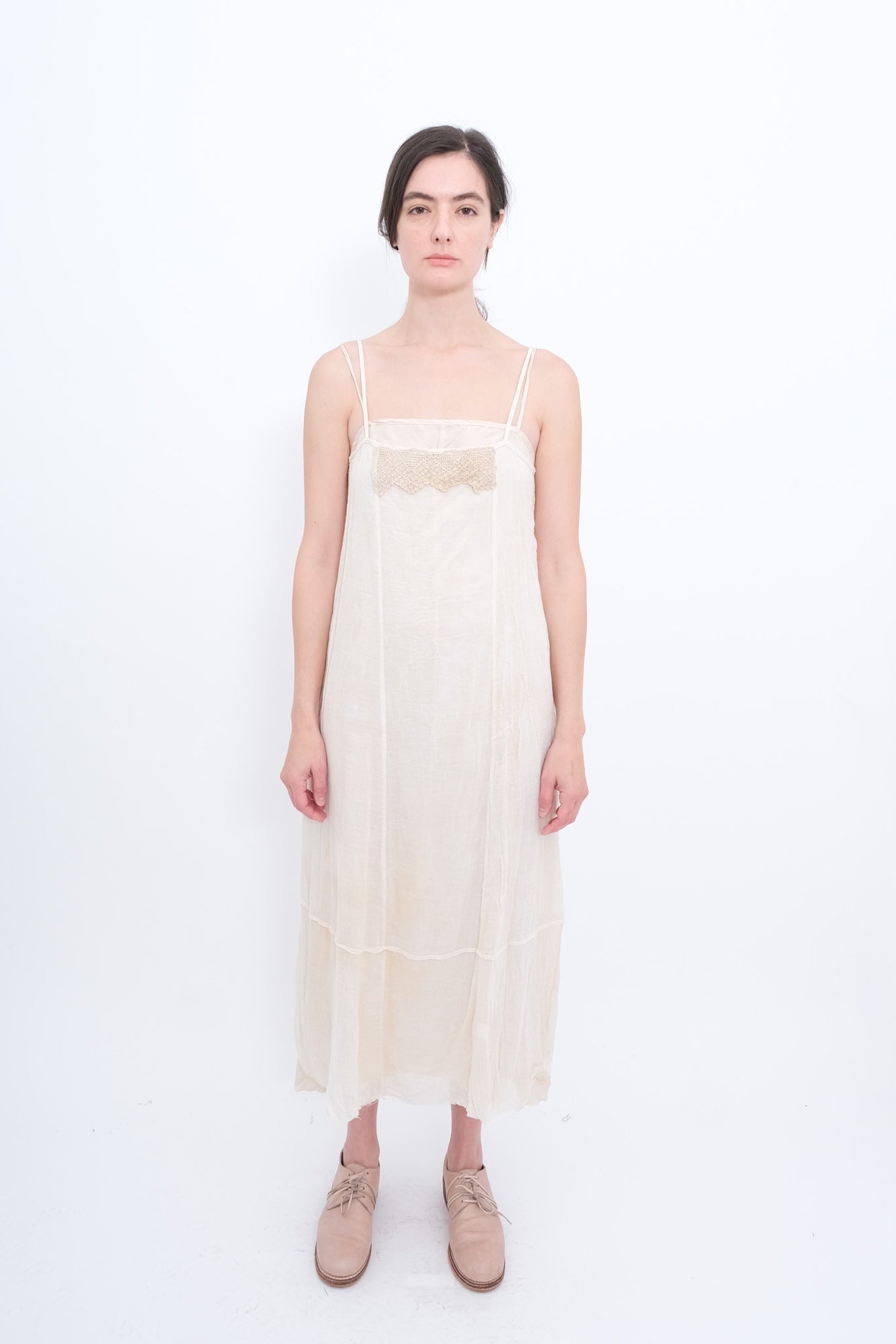 Slip Dress with Gauze Apron - Tea