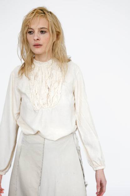 Tattered Yolk Blouse,  Ivory