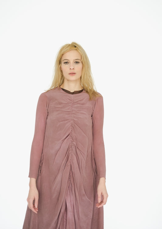 Double Ruched Dress,  Antique Mauve