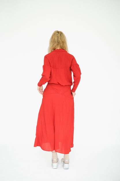 Long Dress with Flower,  Crimson