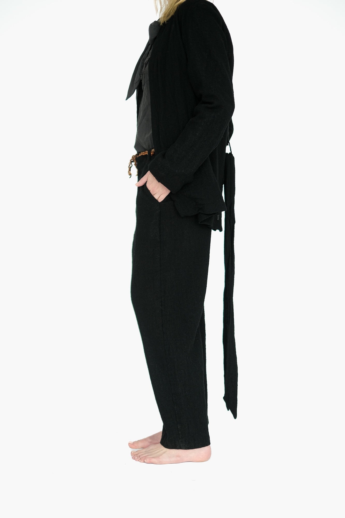 Japanese Ghost Wool Trousers,  Black