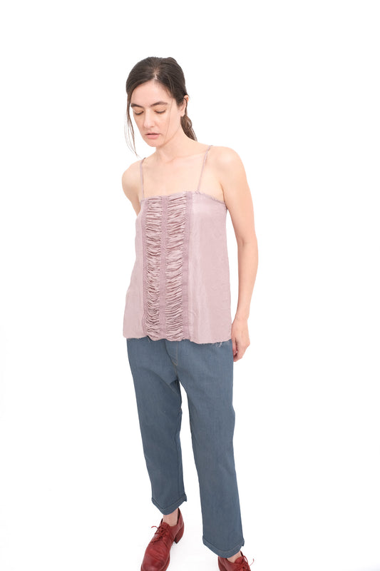 Ruched Apron Cami- Sour Cherry