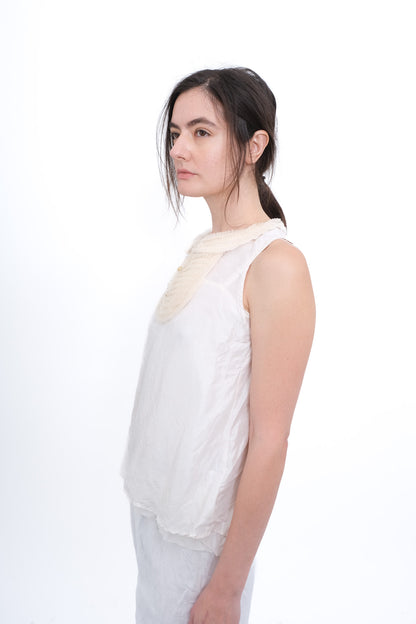 Blouse with Ruffle Yoke and Under Cami - Champagne