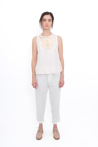 Blouse with Ruffle Yoke and Under Cami - Champagne