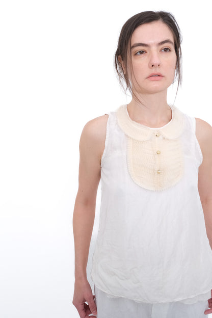 Blouse with Ruffle Yoke and Under Cami - Champagne