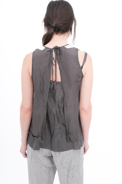 Blouse with Ruffle Yoke and Under Cami -  Black ( faded)