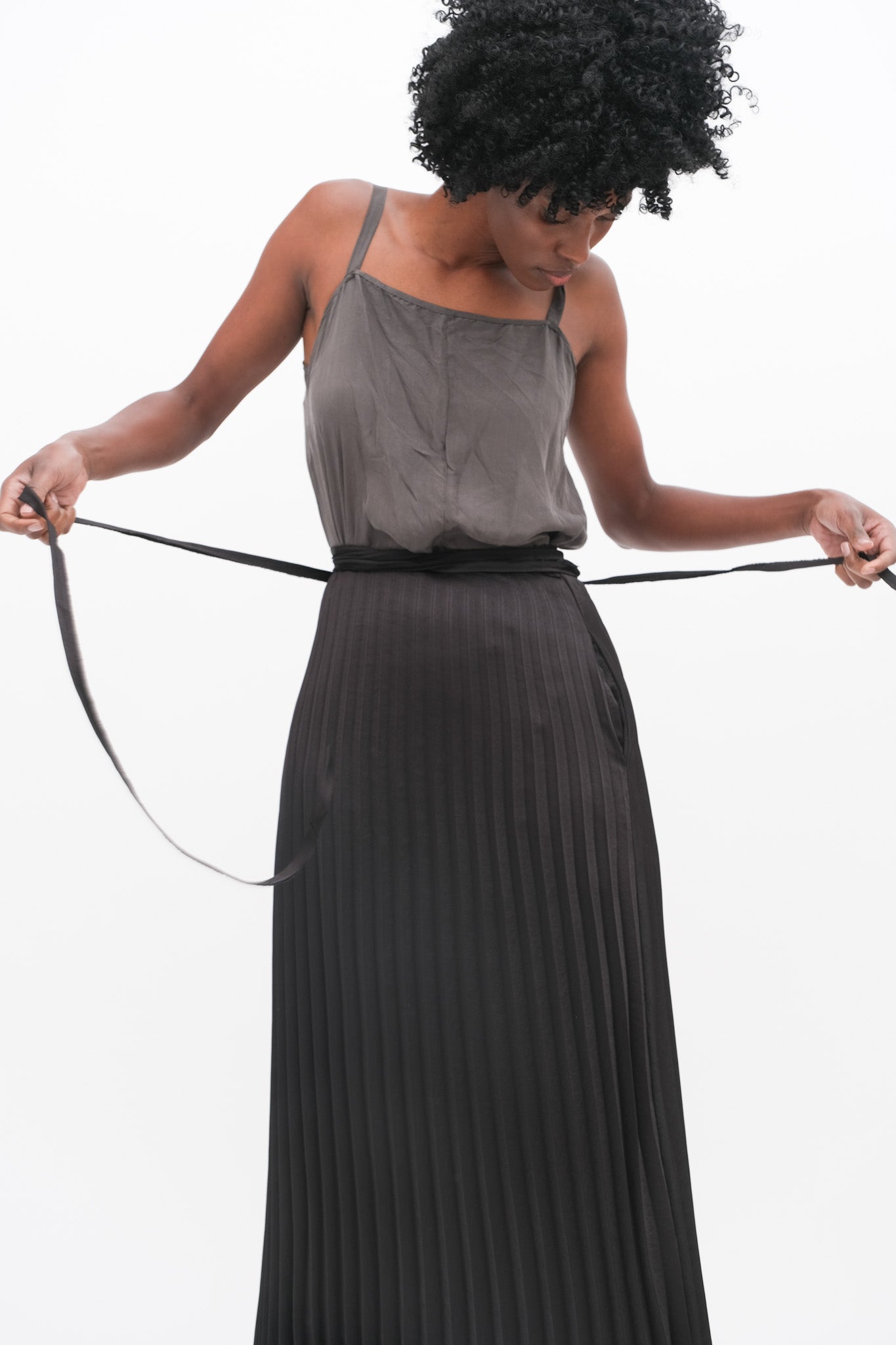 Pleated Wrap Skirt - Black